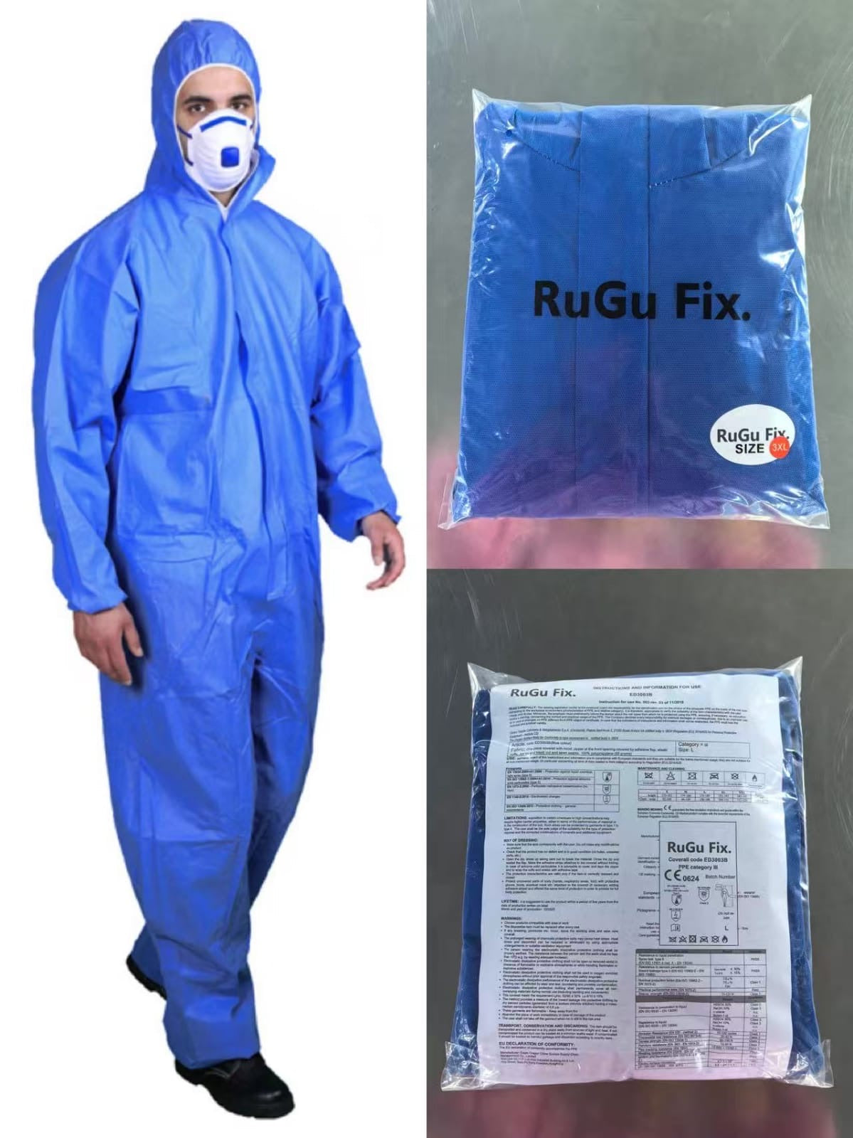Schutzoverall RuGu Fix.® Blau Kat. III - Typ 5+6